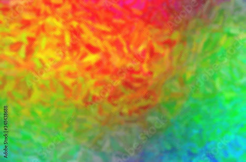 Abstract illustration of green  orange  red and yellow bright through tiny glass background.