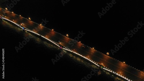 A night aerial top view to Trinity (Troitskiy) bridge in StPetersburg, Russia. photo