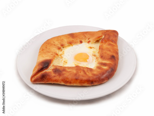 Adjarian Khachapuri appetizingly baked side view