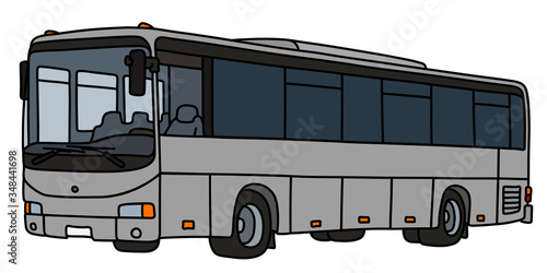 The vectorized hand drawing of a gray touristic bus
