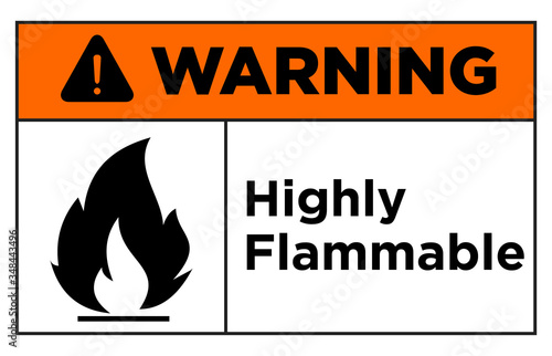 Warning highly flammable sign vector photo