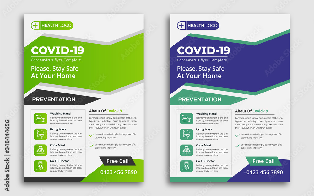 COVID 19 Prevention Flyer Template Green and Blue COVID 19 Prevention Flyer Template Green and Blue