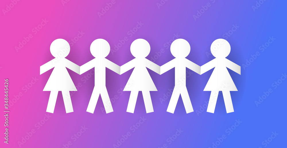 Human paper cut figures in a row. Vector Human paper cut figures in a row. Vector
