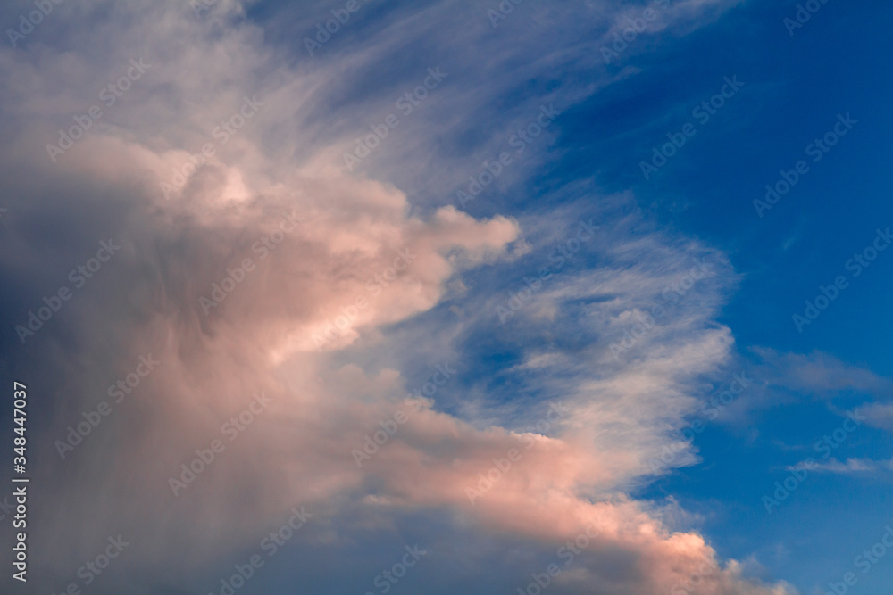 Nice sunset cumulus cloud on blue sky