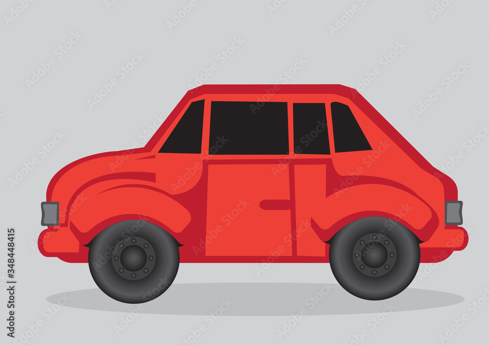 Red Car Cartoon Vector Illustration