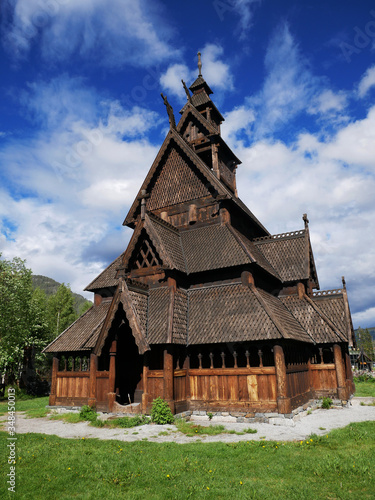 Middle age Stavkirke in norway photo