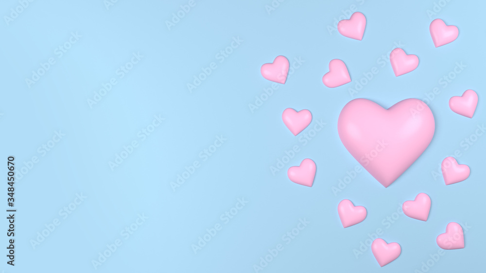 Love or heart shape romantic copy space background. 3D illustration