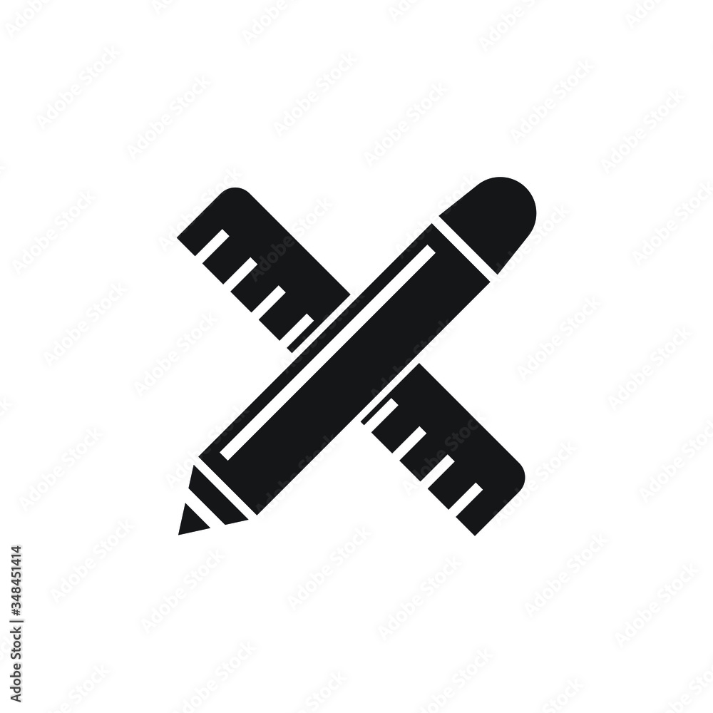 Pencil and ruler icon design isolated on white background Pencil and ruler icon design isolated on white background