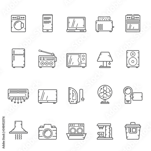 Line Household appliances and electronics icons - vector icon set