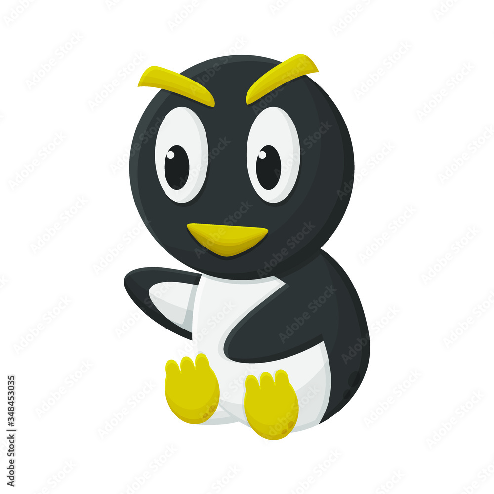 Obraz premium Penguin Cartoon Character. Cute Animal Mascot Icon Flat Design. Childrens Book 