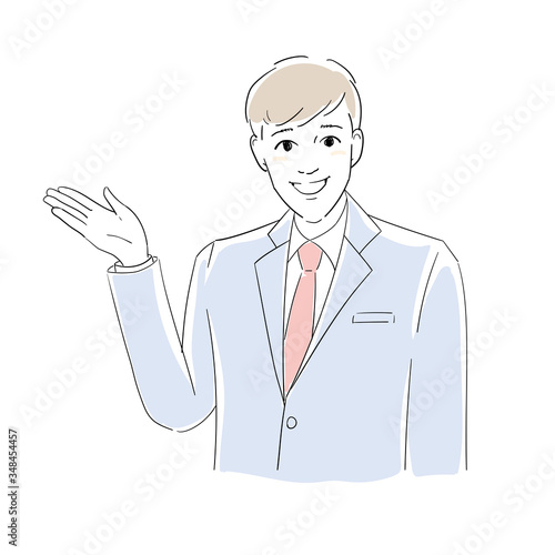 丁寧に説明をする男性社員