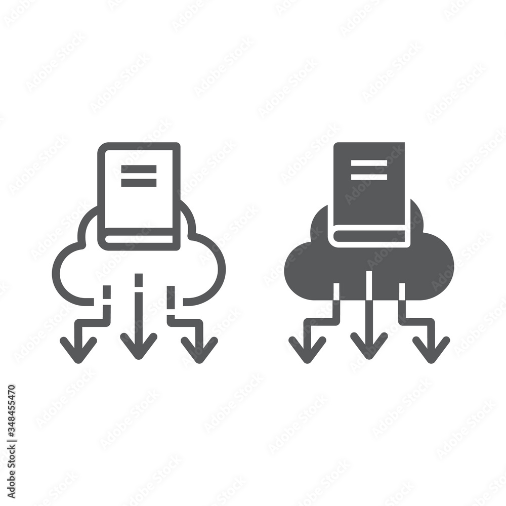 Cloud Library line and glyph icon, education and school, book with cloud sign vector graphics, a linear icon on a white background, eps 10. Cloud Library line and glyph icon, education and school, book with cloud sign vector graphics, a linear icon on a white background, eps 10.