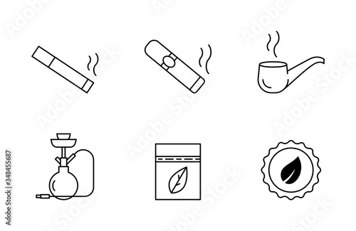 Cigarettes and tobacco vector icons