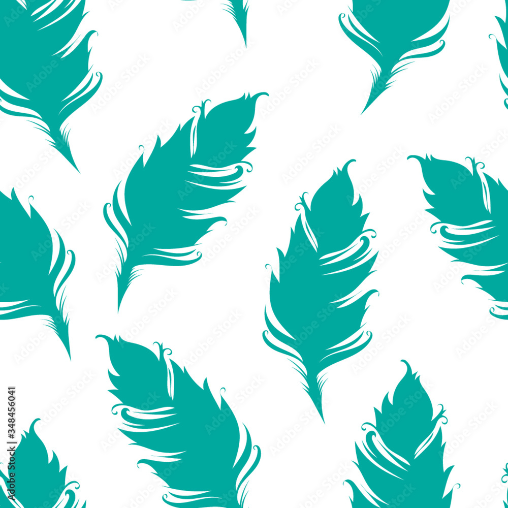 Feather silhouette isolated. Seamless pattern. Vector illustration Feather silhouette isolated. Seamless pattern. Vector illustration