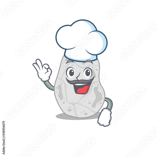 Talented white planctomycetes chef cartoon drawing wearing chef hat