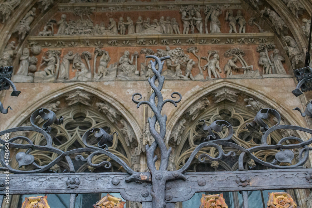 detailed facade of the church of Ulm Cathedral