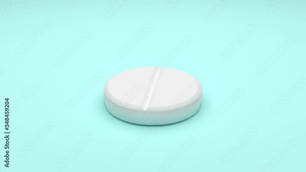 White pills isolated rotating on green background. Seamless looping. 4K UHD. 3d rendering. White pills isolated rotating on green background. Seamless looping. 4K UHD. 3d rendering.