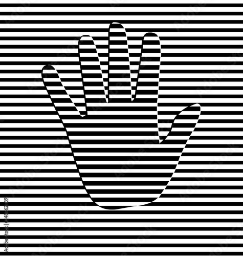 black and white vector illustration abstract lines with hand