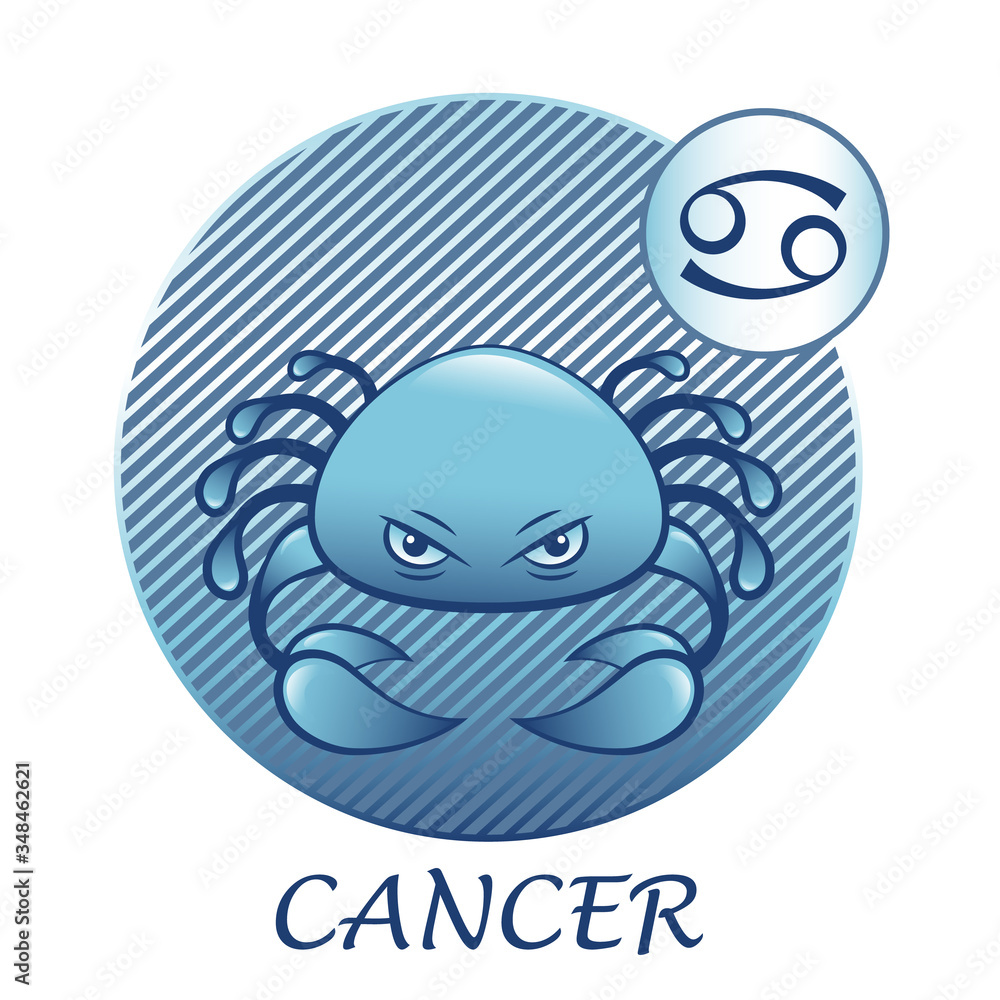 Cancer zodiac sign. cartoon style. Icon for astrological horoscope. Cancer zodiac sign. cartoon style. Icon for astrological horoscope.