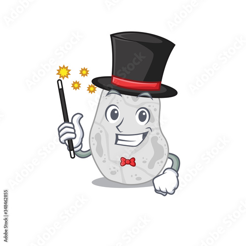 A gorgeous smart Magician of white planctomycetes cartoon design style
