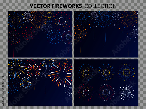 Vector illustration of a festive fireworks at night,scene for holiday and celebration background design.