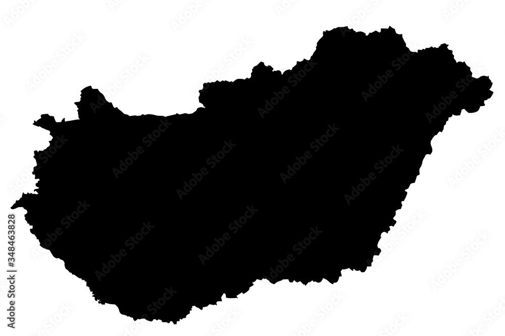 Fototapeta map of Hungary with black background