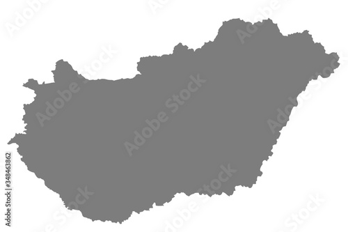 map of Hungary with grey background