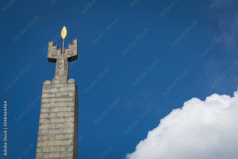 Monument dedicated to the 50th Anniversary of Soviet Armenia on top of Cascade complex, Yerevan, Armenia Monument dedicated to the 50th Anniversary of Soviet Armenia on top of Cascade complex, Yerevan, Armenia