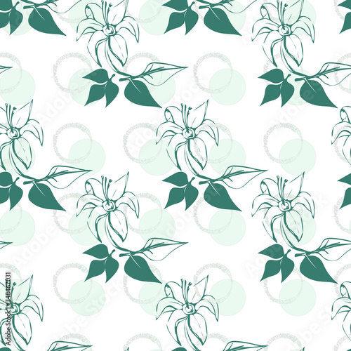 Decorative vector flower.Seamless pattern.Vector..Illustration on white and color background.