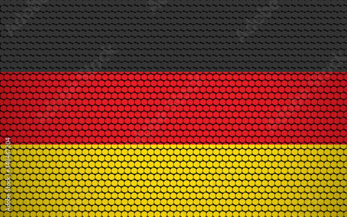 Abstract flag of Germany made of circles. German flag designed with colored dots giving it a modern and futuristic abstract look.