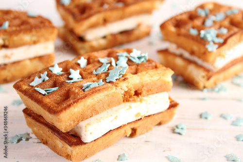 Waffles with turquoise stars