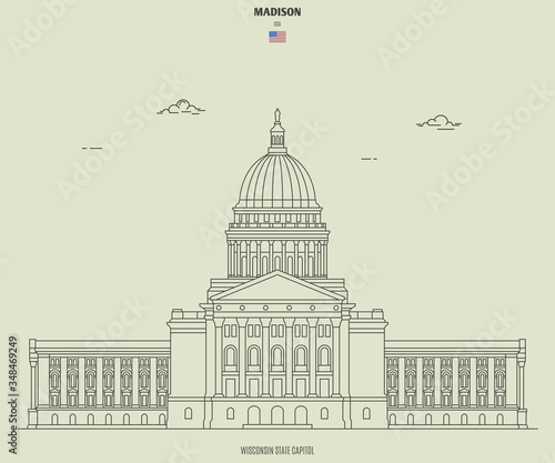 Wisconsin State Capitol in Madison, USA. Landmark icon
