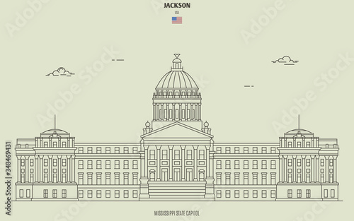 Mississippi State Capitol in Jackson, USA. Landmark icon