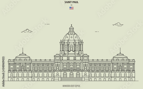 Minnesota State Capitol in Saint Paul, USA. Landmark icon
