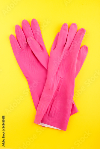 rubber gloves for cleaning. hand protection gloves