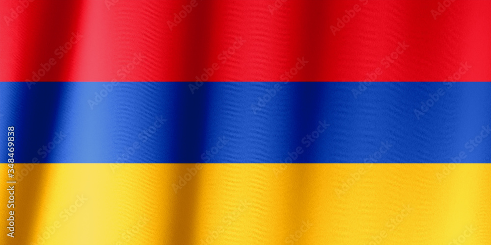 Fototapeta premium Silk Flag of Armenia . Armenia Flag of Silk Fabric