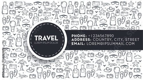 Travel sketch. Hand draw doodle background. Vector Illustration.