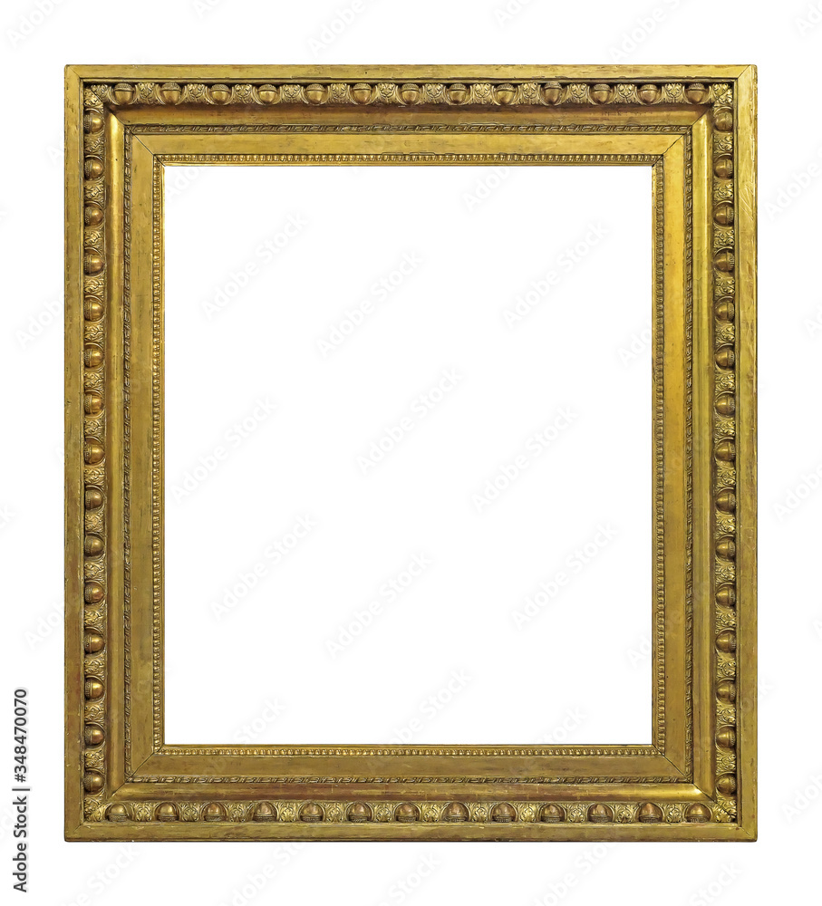 Golden frame for paintings, mirrors or photo isolated on white background Golden frame for paintings, mirrors or photo isolated on white background