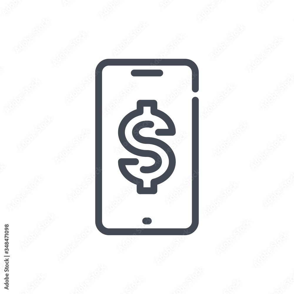 Mobile Banking line icon. Mobile payment, Smartphone with dollar vector outline sign. Mobile Banking line icon. Mobile payment, Smartphone with dollar vector outline sign.