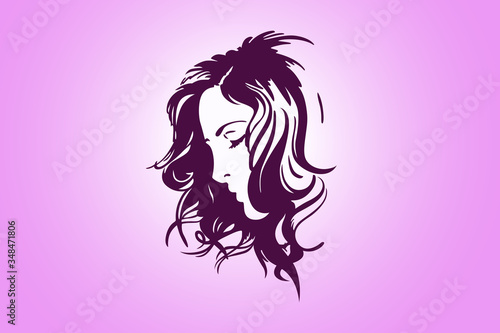 Black beauty lady logo design. Simple black design