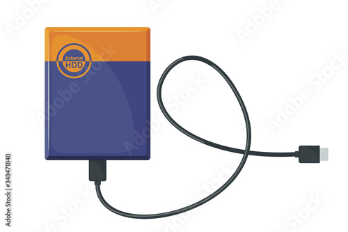 External hard drive disk icon in flat style isolated on white background.