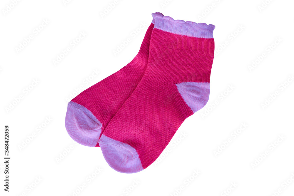 baby socks on a white background,red socks for a girl isolated on a white background