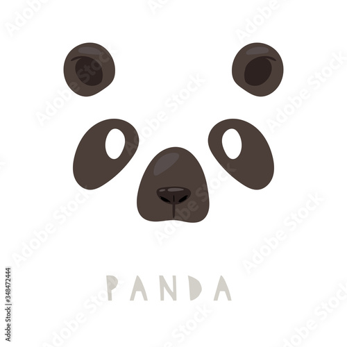 Vector illustration of animal face for selfie photo or video chat for apps. Cute and funny cartoon character, panda head mask with nose and ears for masquerade, carnival, costume party