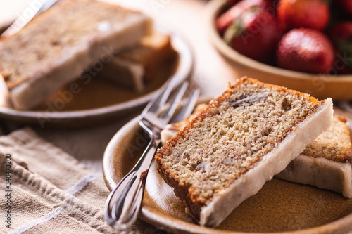 Moody piece of cake with fresh fruit