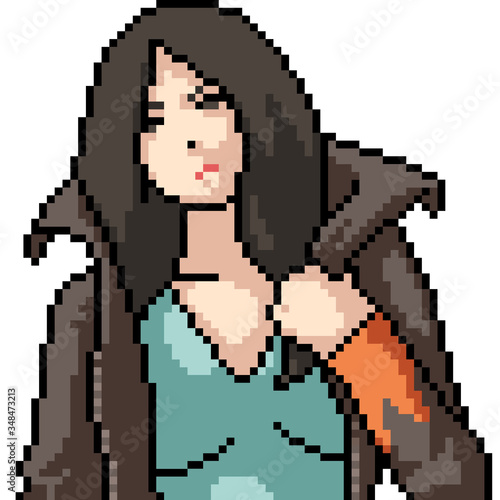 vector pixel art isolated anime girl