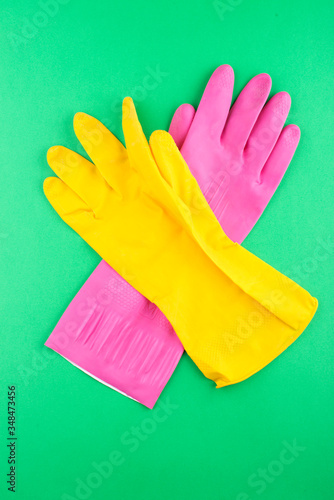 rubber gloves for cleaning. hand protection gloves