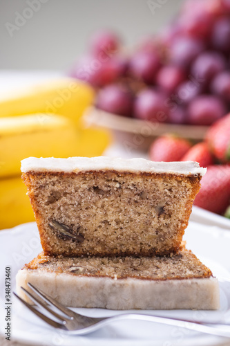 Banana cake  on white plate
