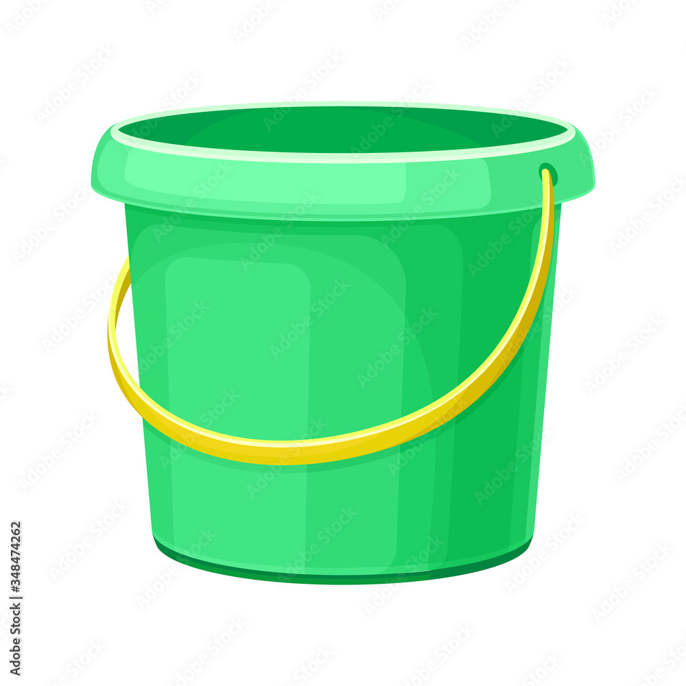 Green Plastic Empty Bucket as Garden Tool Vector Illustration Green Plastic Empty Bucket as Garden Tool Vector Illustration