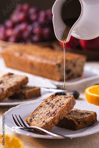 Piece of cake with fresh fruit