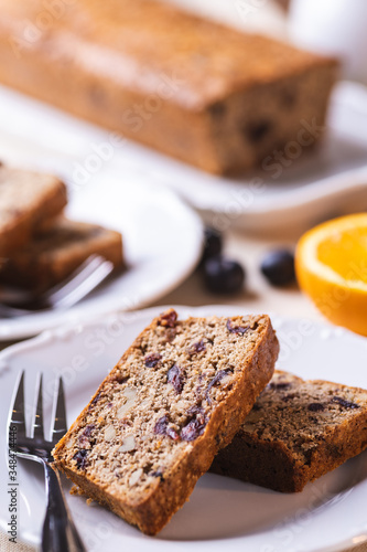 Piece of cake with fresh fruit